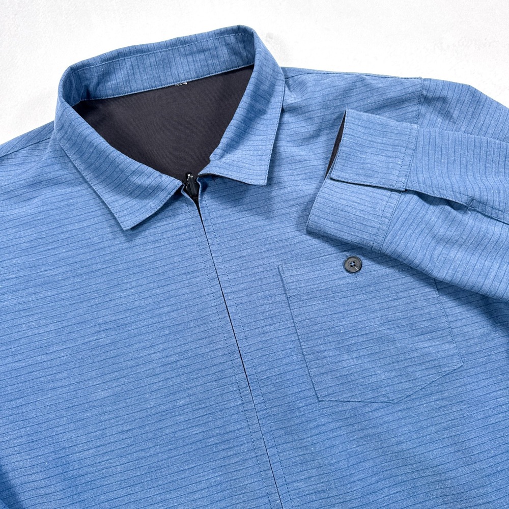 TRAVISMATHEW‎ Men's Size M/L Reversible Power Surge Blue Black Full Zip Jacket